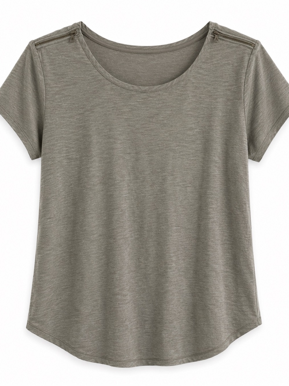 Vintage Grey 100% Linen Mixed Media Zipper Detail Top M